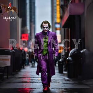 The Dark Knight Rises Joker Long Coat - Long Wool Joker Overcoat Men&#39;s Cosplay complete Costume - re-enactment theatre suit - Heather Ledger