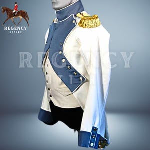 French Military 1791 French Revolution Regiment Coat, Officer Uniform,Men wool Military uniform tailcoat jacket, Napoleon Colonial Uniform