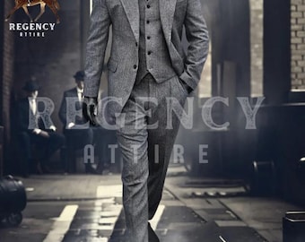 Custom Tailored Tweed Herringbone 3-Piece Suit – Peaky Blinders Style