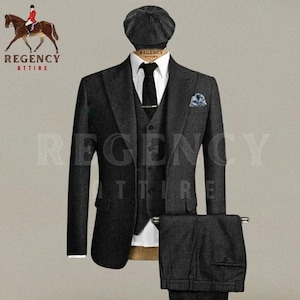 Premium Mens 3 Piece Suit - Thomas Shelby Peaky Blinders Tweed Herringbone - High Quality -Custom Tailored - High quality Wedding Suit