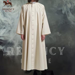 Men’s Ivory Clergy Robe | Liturgical Cassock | Historical Religious Costume | Traditional Church Priest Gown | Custom Made Cassock