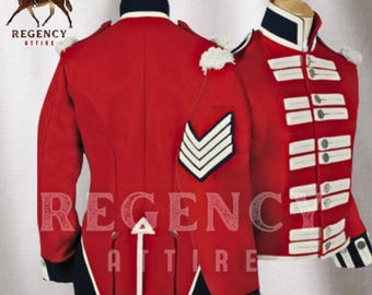 Red Wool Hussar Jacket - British Royal Guard Regency Coat