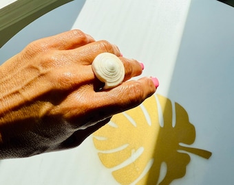 Natural White Seashell Ring