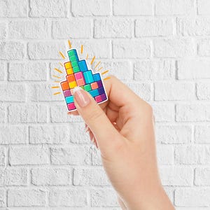 15 AI-Generated Tetris Blocks Sticker Pack | Vibrant Cartoon Art Style Designs | Retro Neon Pixel Stickers for Laptop, Water Bottle, Gamers