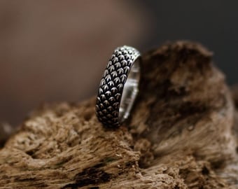 Bague en écailles de dragon argentées : cadeau fantastique en acier inoxydable pour hommes et femmes