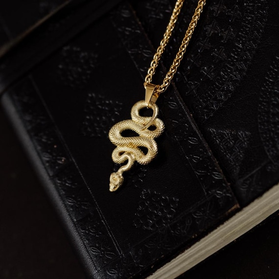 Serpent Vinculum – Gold Coiled Snake Pendant Chain Necklace