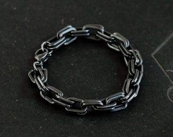 Oxidised Stainless Steel Double Link Bracelet: Gothic Punk Biker Jewellery