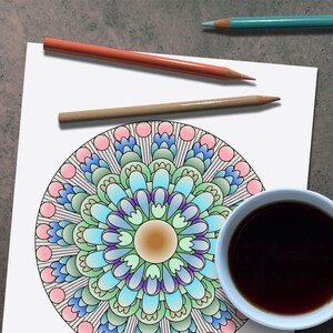 Mandala Coloring Page | Printable Adult Coloring sheet | Flower Mandala | Instant Download