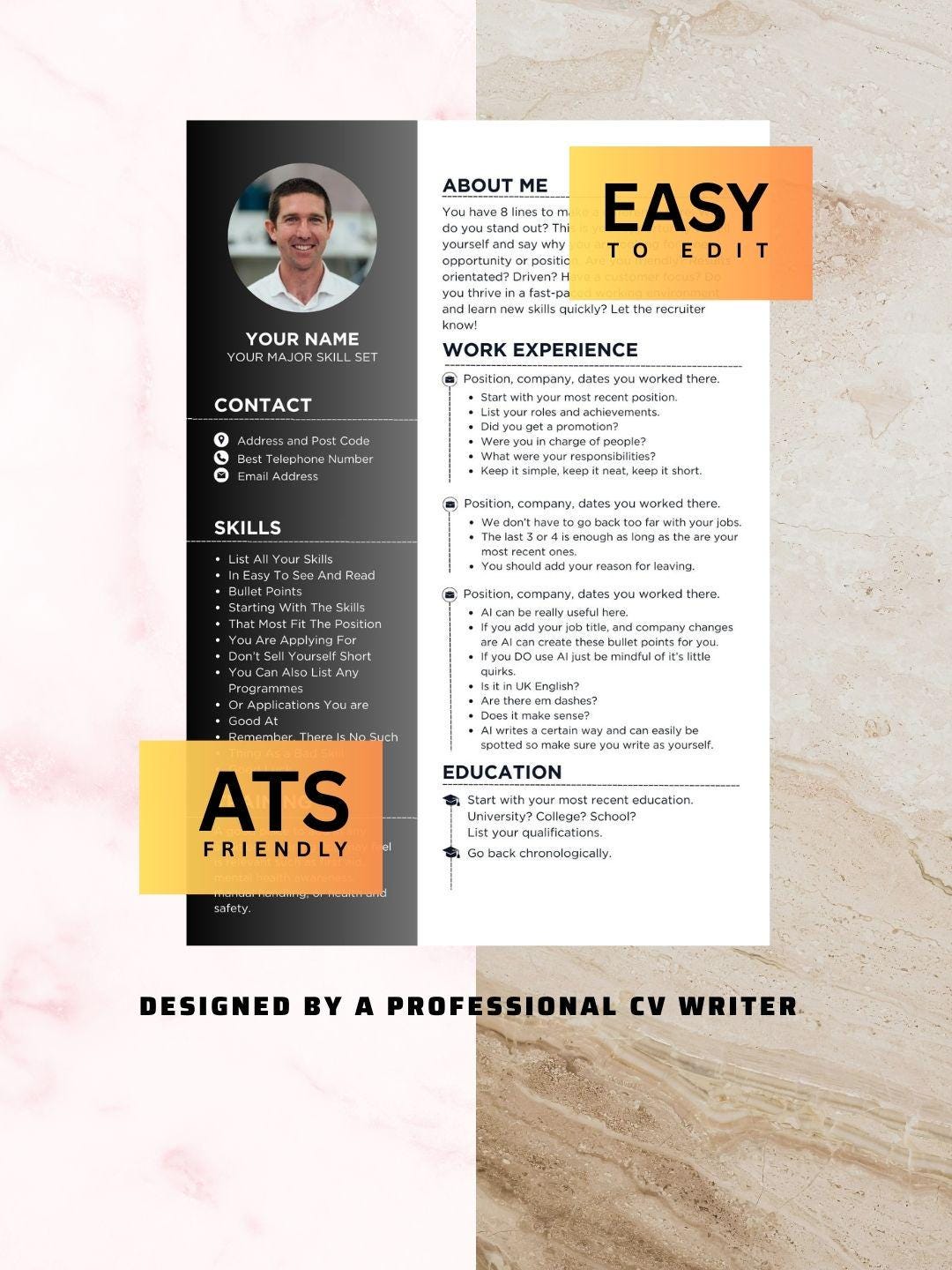 ATS Friendly Resume Template | Professional Canva CV Design (instant ...