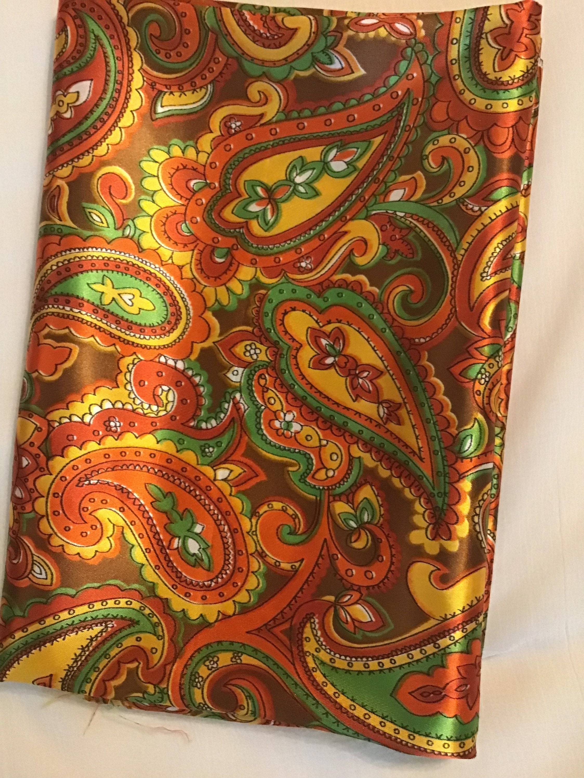 M Lowenstein and Sons Paisley Vintage Satin Fabric Yard Plus - Etsy