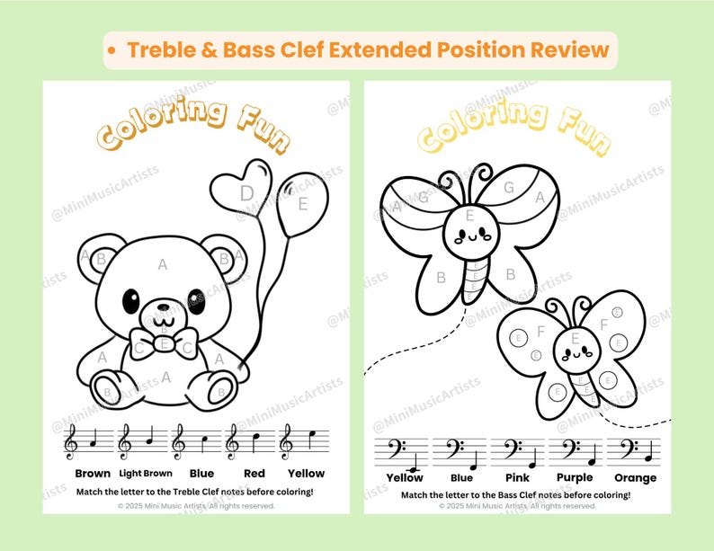 Hojas para colorear de teoría musical: Lecciones de piano para principiantes (Descargar PDF) imagen 3