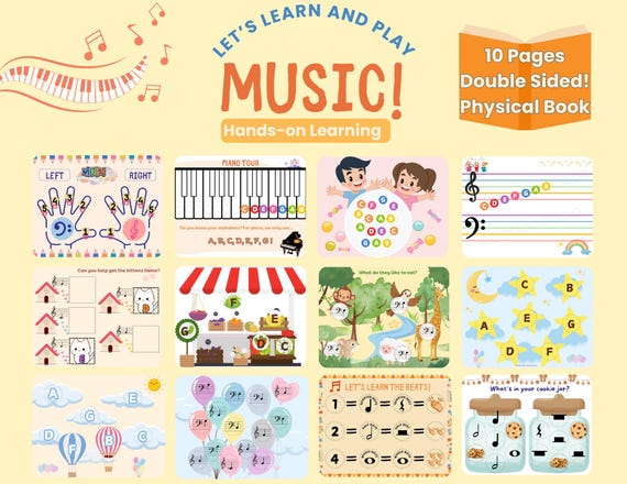 Beginner Music Game Book, Fun Music Education for Kids, Learn Music Notes, Theory, Keyboard and Beats, Play and Learn Tool for Piano Lessons