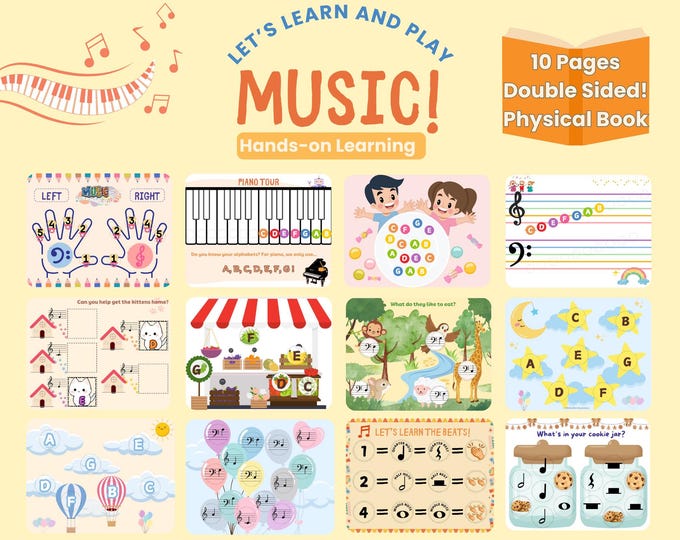 Beginner Music Game Book, Fun Music Education for Kids, Learn Music Notes, Theory, Keyboard and Beats, Play and Learn Tool for Piano Lessons