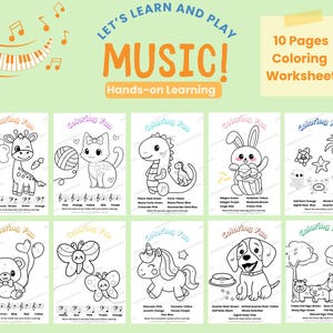 Hojas para colorear de teoría musical: Lecciones de piano para principiantes (Descargar PDF) imagen 1