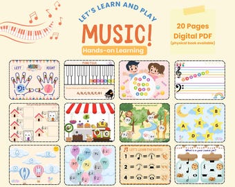 Juego de música digital para principiantes (PDF), educación musical divertida para niños, aprende notas musicales, teoría, teclado y ritmos, herramienta para tocar y aprender piano.