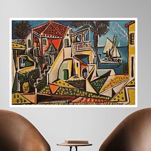 Picasso Mediterranean Landscape Masterpiece Cubism, Surrealism Modern Frame Canvas Wall Art Print