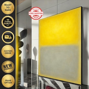 Rothko Style Yellow and Gray Canvas Wall Art Print  Modern Living Room Decor  Ready to Hang
