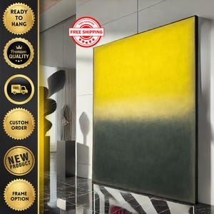 Rothko Style Yellow and Gray Canvas Wall Art Print  Minimalist Living Room Decor  Ready to Hang