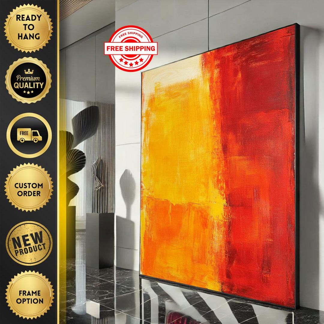 Mark Rothko Inspired Red and Yellow Canvas Bold Color Field Painting ...