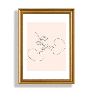 Line Art Faces Print  Bedroom PRINTABLE Wall Art  Minimalist Bedroom Decor  Soft Pink Line Art Wall Art  Digital Download