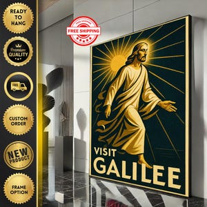 Radiant Jesus Walking Toward Light Canvas Wall Art Print  Spiritual Living Room Decor  Statement Piece