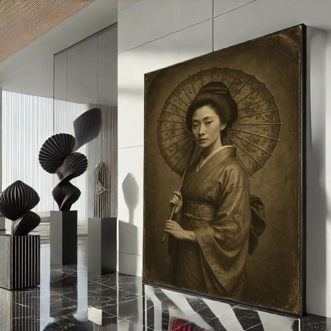 Elegant Japanese Geisha Canvas Wall Art Print Traditional Woman With ...
