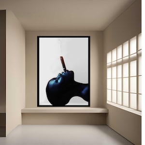 African Black Woman Smoke Frame Canvas Wall Art Print