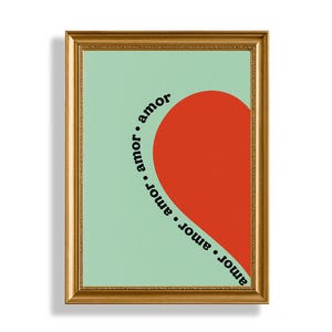 Heart Art Print  Bedroom PRINTABLE Wall Art  Modern Bedroom Decor  Red Heart Wall Art  Digital Download