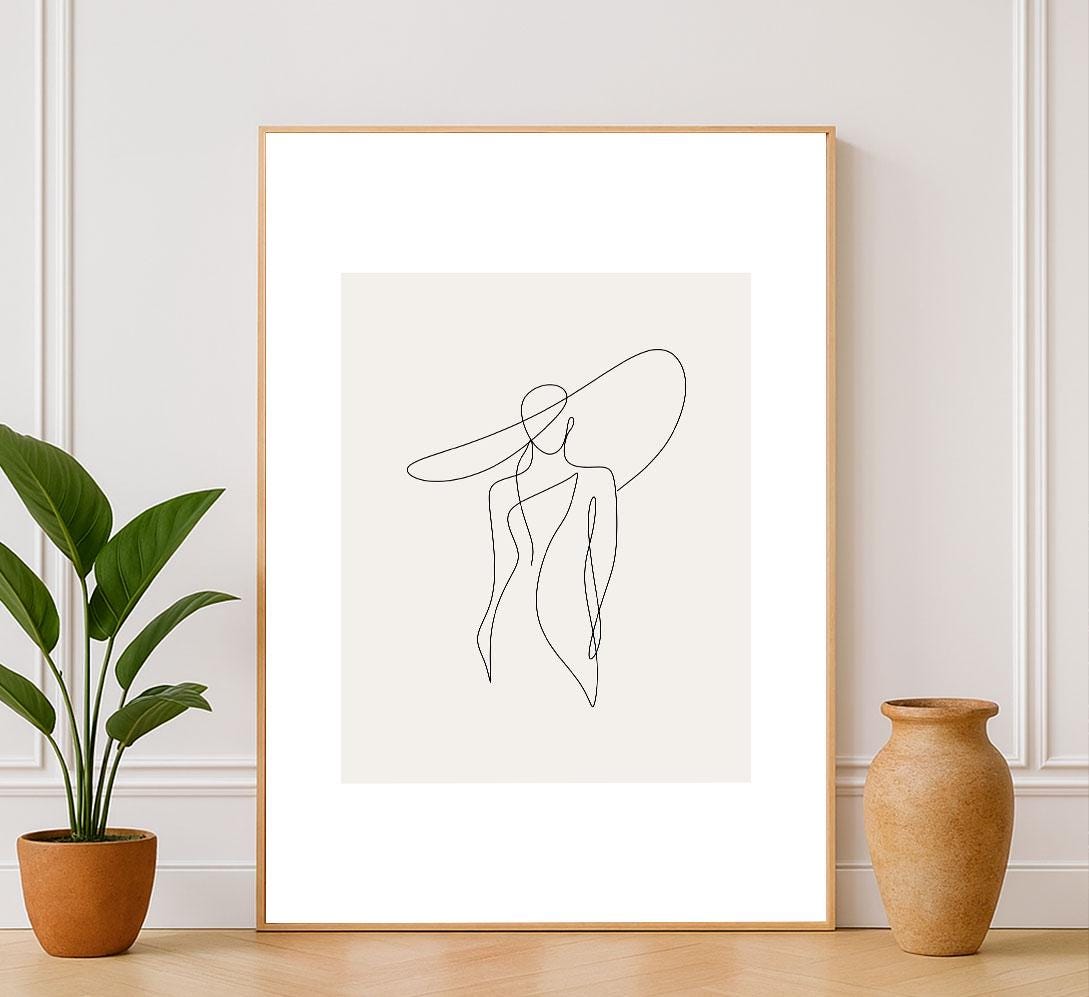 Line Art Woman Print Bedroom PRINTABLE Wall Art Minimalist Bedroom ...