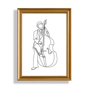 Jazz Musician Art Print  Music Room PRINTABLE Wall Art  Minimalist Living Room Drawing  Black and White Musician Wall Art  Digital Do...
