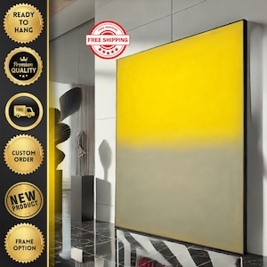 Rothko Style Yellow and Gray Canvas Wall Art Print  Modern Living Room Decor  Ready to Hang