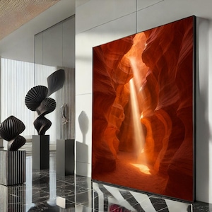 Warm Canyon Light Canvas Wall Art Print  Abstract Modern Living Room Decor  Statement Piece