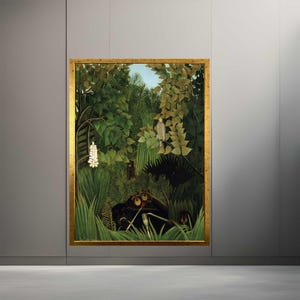 Henri Rousseau The Equatorial Jungle 1909 Print, Henri Rousseau Tropical Modern Frame Canvas Wall Art Print