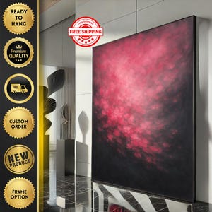Abstract Red and Black Canvas Wall Art Print  Modern Living Room Decor  Ready to Hang Statement Piece