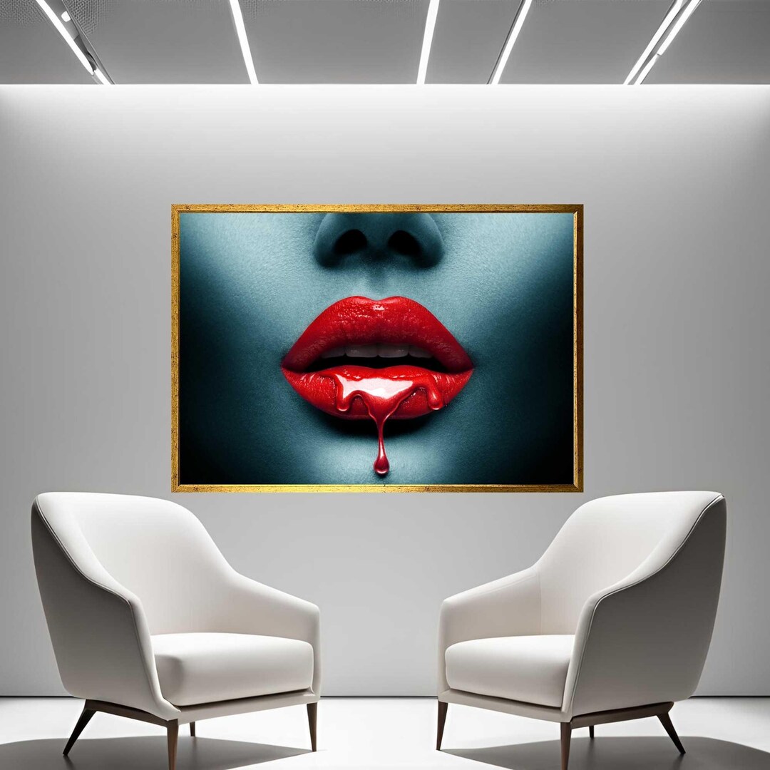 Sexy Woman Lips Makeup Modern Frame Canvas Wall Art Print - Etsy