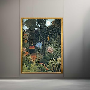 Henri Rousseau The Equatorial Jungle 1909 Print, Henri Rousseau Tropical Modern Frame Canvas Wall Art Print