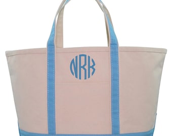 Set of 4 Personalized Large Canvas Boat Tote Weekender Bags Bridesmaid Gift
