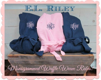 8 Monogrammed Waffle Robes, Personalized Bridesmaids Gift, Bridesmaid Robe, Waffle Robe, Personalized Waffle Robe,