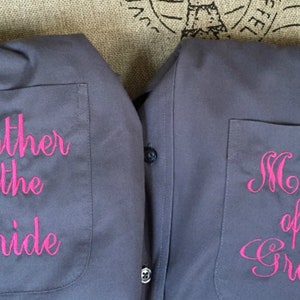 Mother of the Bride Shirt, Mother of the Groom Gift, Monogram Shirt, Bridal Party Shirt, Button Down Shirt, Bridesmaid Gift, Getting Ready image 3