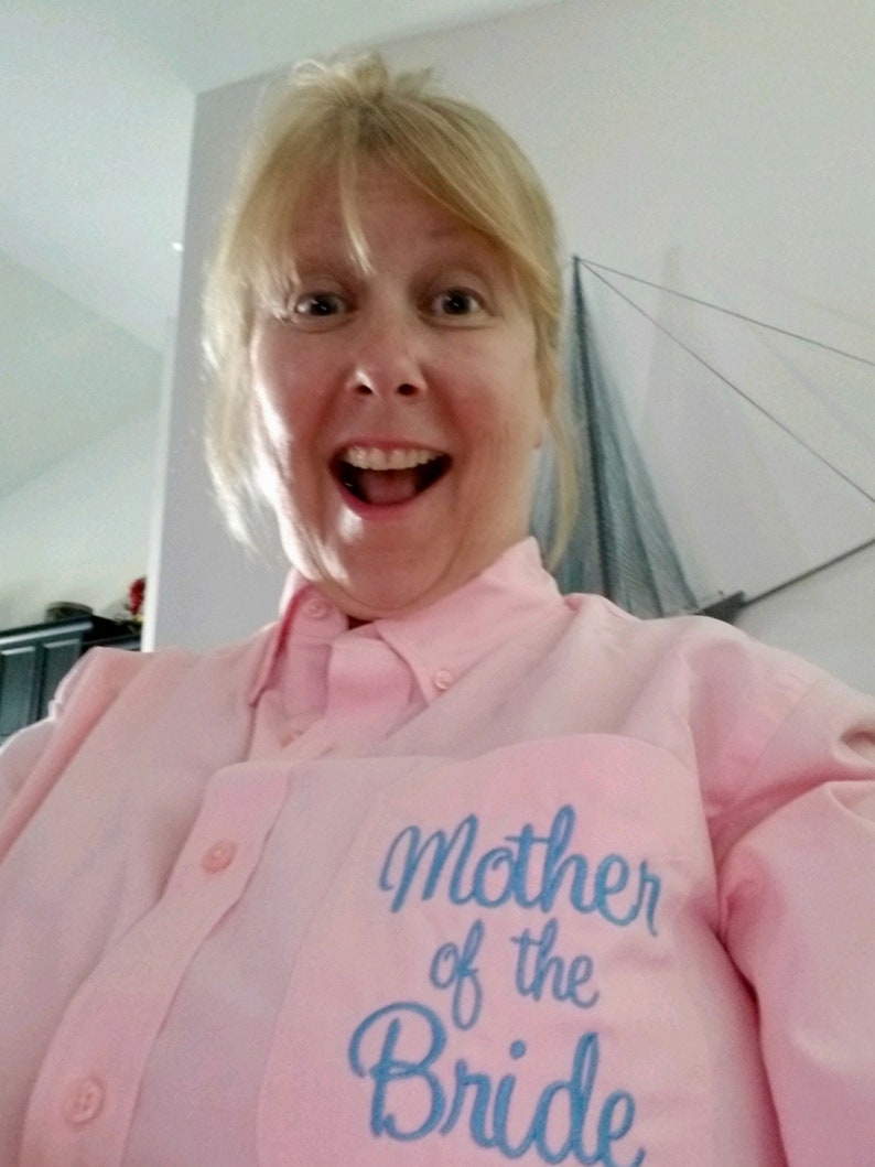 Mother of the Bride Shirt, Mother of the Groom Gift, Monogram Shirt, Bridal Party Shirt, Button Down Shirt, Bridesmaid Gift, Getting Ready image 7