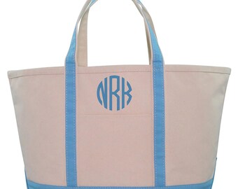 Set of 2 Personalized Large Canvas Boat Tote, Weekender Bag, Bridesmaid Gift Tote
