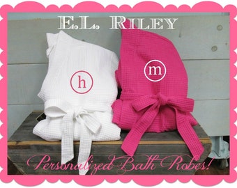 Personalized Bridesmaids Gifts, Monogrammed Robe, Waffle Robe, Kimono Spa Robe, Personalized Bridesmaids Gift, Set of 2