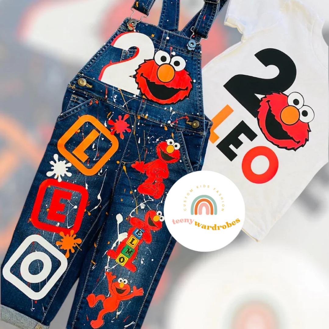 Overalls Elmo Clothes For Baby Boy Sesame Street Elmo French Terry