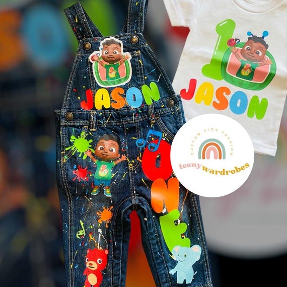 African American Inspired Kids Birthday Outfit - Custom Denim Birthday Set - Birthday Outfit - Shirt and Overall Set