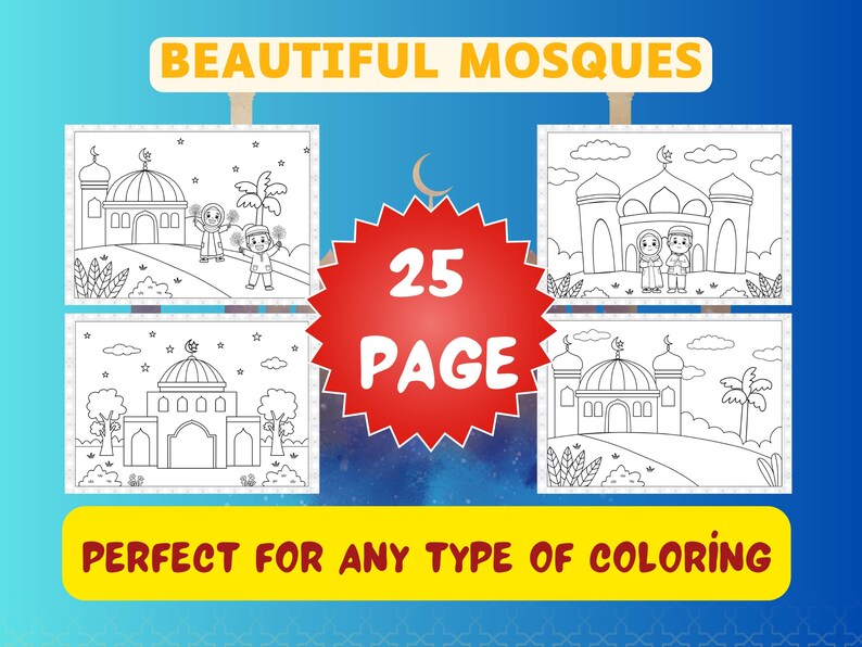 Mosque Coloring Pages: 25 Printable Muslim Heritage Designs (PDF) - Etsy