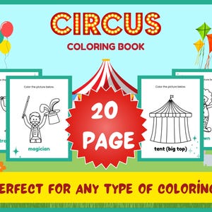 Circus Coloring & Activity Book: 20 Printable Pages (PDF)