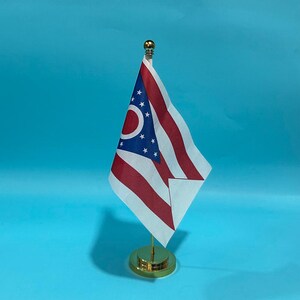State of Ohio Desk Flag with Stand | State of Ohio Mini Table Flag 14x21cm