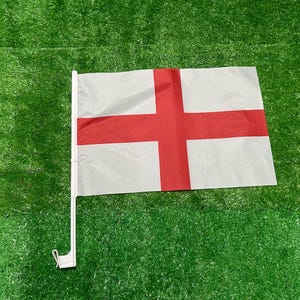 Englands bilflagga 30 x 45 cm | Englands viftande flagga med stång för bil