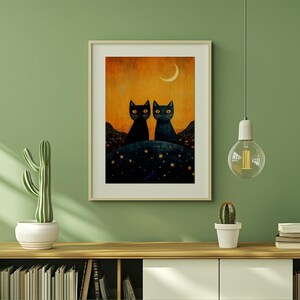 Couple Cats Art Print: Retro Kitchen Poster (Digital Download)