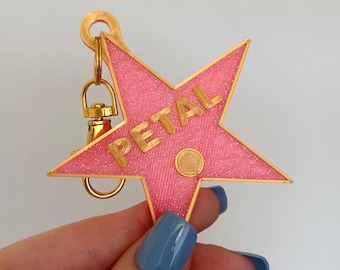 Hollywood Walk of Fame Star Glitter Keychain | 3D-Printed Petal or Custom Name Charm